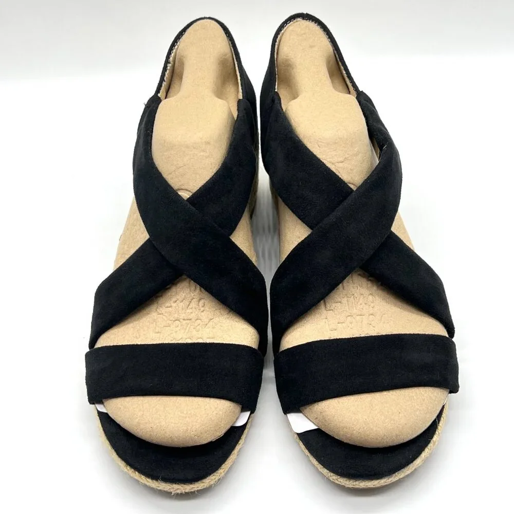 Lifestride Womens Size 9‎ Siesta Black Espadrilles Wedges Sandals Shoes